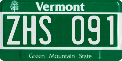 VT license plate ZHS091