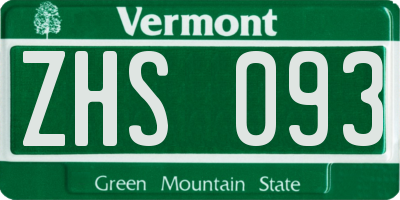 VT license plate ZHS093