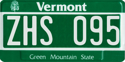 VT license plate ZHS095