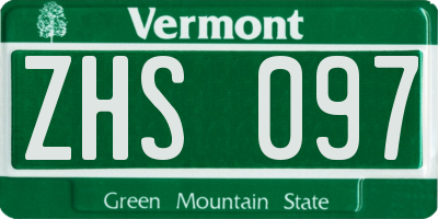 VT license plate ZHS097