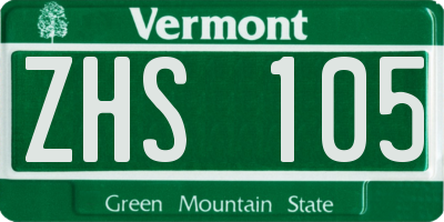 VT license plate ZHS105