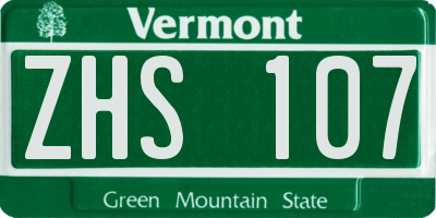 VT license plate ZHS107