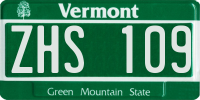 VT license plate ZHS109