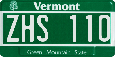 VT license plate ZHS110