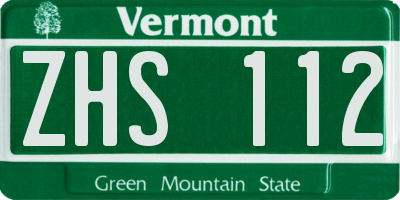 VT license plate ZHS112