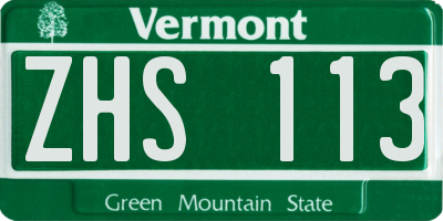VT license plate ZHS113