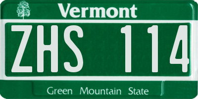 VT license plate ZHS114