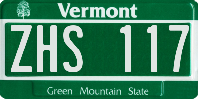 VT license plate ZHS117
