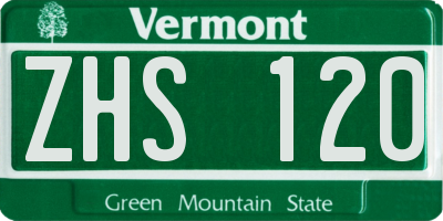 VT license plate ZHS120