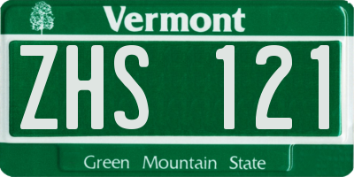 VT license plate ZHS121