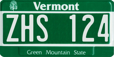 VT license plate ZHS124