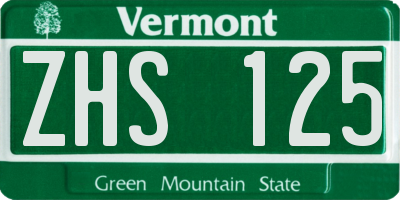 VT license plate ZHS125