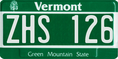 VT license plate ZHS126