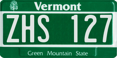 VT license plate ZHS127