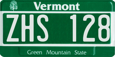VT license plate ZHS128