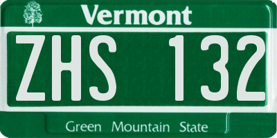 VT license plate ZHS132