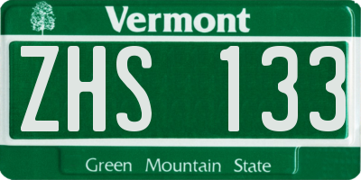 VT license plate ZHS133