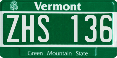 VT license plate ZHS136
