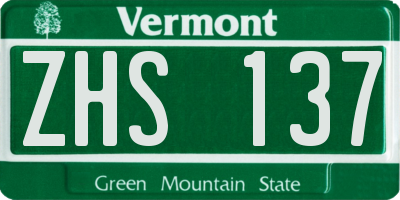 VT license plate ZHS137