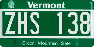 VT license plate ZHS138