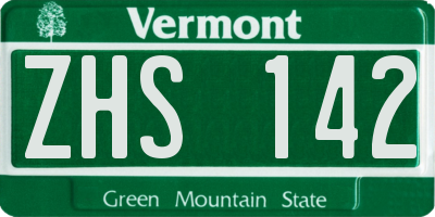 VT license plate ZHS142