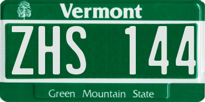 VT license plate ZHS144