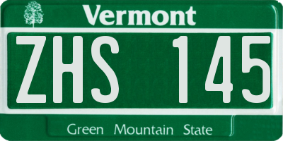 VT license plate ZHS145