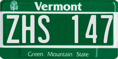 VT license plate ZHS147