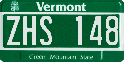 VT license plate ZHS148