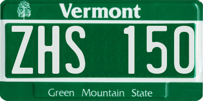 VT license plate ZHS150