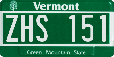 VT license plate ZHS151