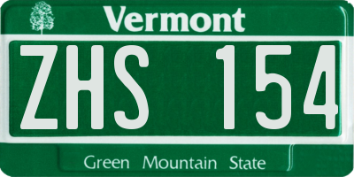 VT license plate ZHS154