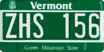 VT license plate ZHS156