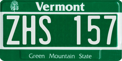 VT license plate ZHS157