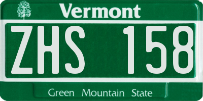 VT license plate ZHS158