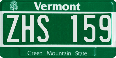 VT license plate ZHS159