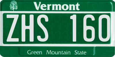 VT license plate ZHS160