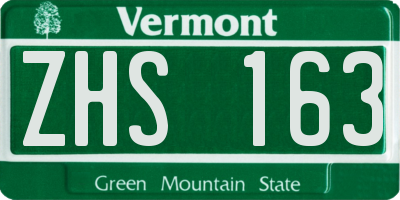 VT license plate ZHS163