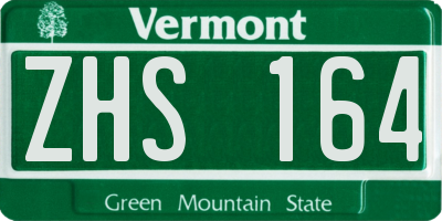 VT license plate ZHS164