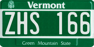 VT license plate ZHS166
