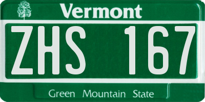 VT license plate ZHS167