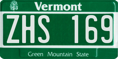 VT license plate ZHS169