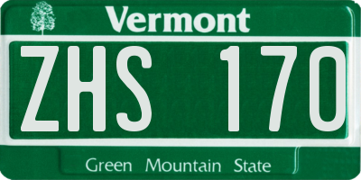 VT license plate ZHS170