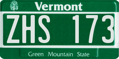 VT license plate ZHS173