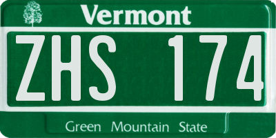 VT license plate ZHS174