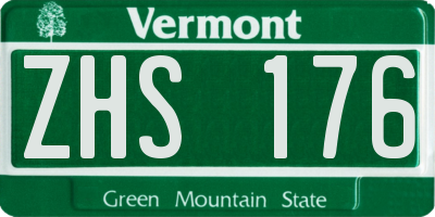 VT license plate ZHS176