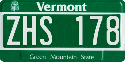VT license plate ZHS178