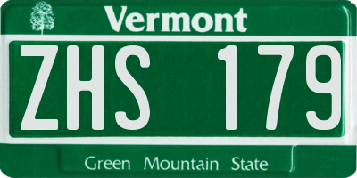 VT license plate ZHS179