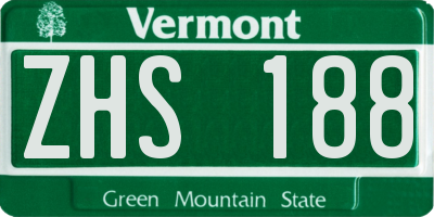 VT license plate ZHS188