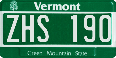 VT license plate ZHS190